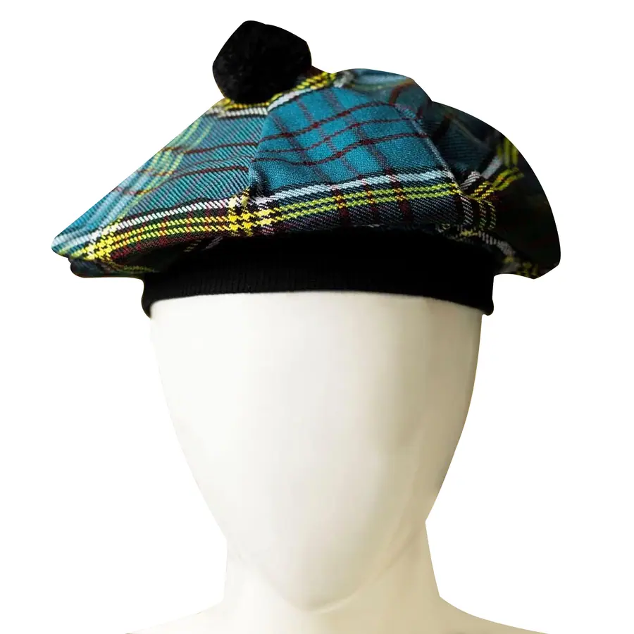 Anderson tartan Balmoral-style cap displayed on a mannequin